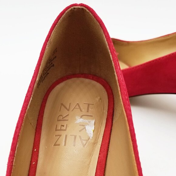 Naturalizer Pippa Suede Pumps 6.5M Red Pointy Toe Kitten Heel Comfort Cushion - Picture 14 of 16